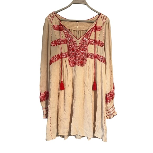 Free People Boho Embroidered Dress with Tassels - Picture 2 of 11